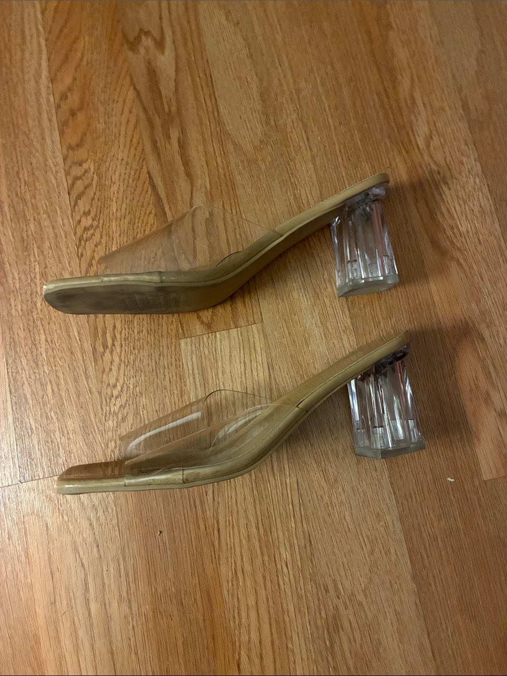 Clear Strap Nude Slide Heels for Women - Picture 2 of 8